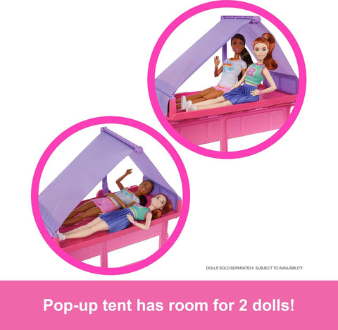 Barbie Dream Camper Playset With Roof Tent, BBQ Grill With Color-Change Feature & 60+ Accessories