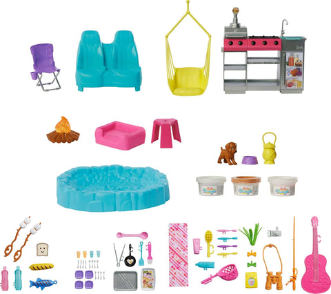 Barbie Dream Camper Playset With Roof Tent, BBQ Grill With Color-Change Feature & 60+ Accessories