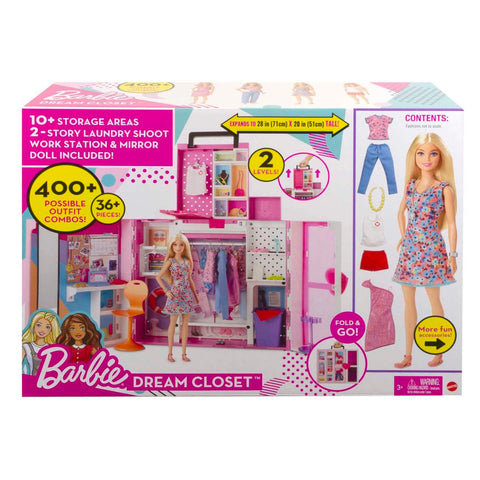 Barbie Dream Closet With 35+ Accesories, 5 Complete Looks, Pop-Up 2nd Level and Doll