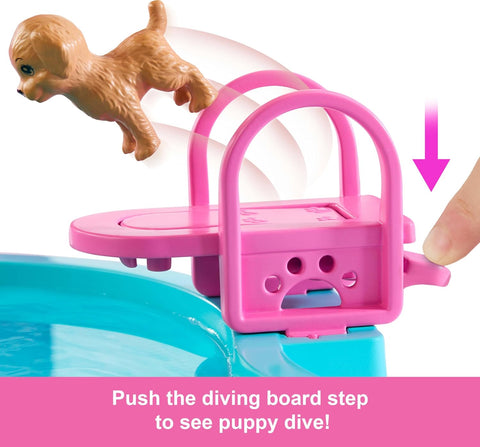 Barbie Dream Pool Playset With Slide & Bubbling Hot Tub, 20+ Accessories Including Pet, Floaties & More