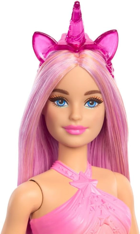 Barbie Unicorn Doll With Pink Hair, Ombre Outfit And Unicorn Accessories HRR13