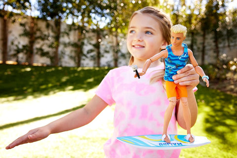 Barbie Ken Doll With Surfboard, Poseable Blonde Barbie Ken Beach Doll