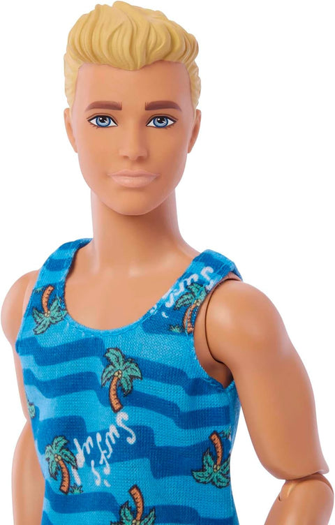 Barbie Ken Doll With Surfboard, Poseable Blonde Barbie Ken Beach Doll