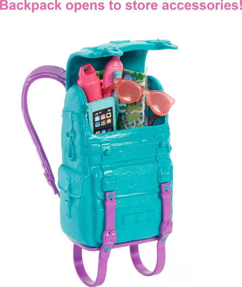Barbie “Malibu” Camping Doll with Pet Puppy and 10+ Accessories