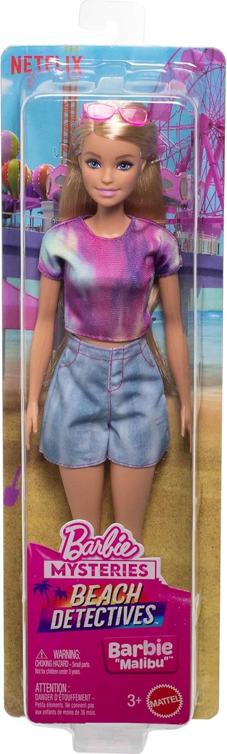 Barbie Mysteries Beach Detectives Barbie “Malibu” Fashion Doll in Signature Outfit With Accessories