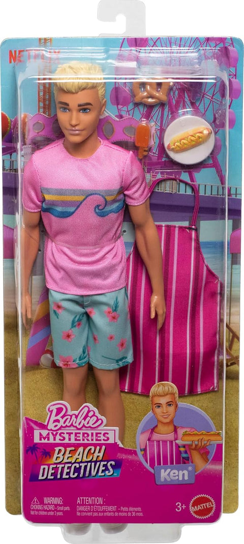 Barbie Mysteries: Beach Detectives Ken Doll in Signature Outfit With Storytelling Accessories