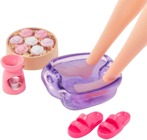 Barbie Self-Care Spa Day Possible Doll in Bathrobe With Puppy And Accessories