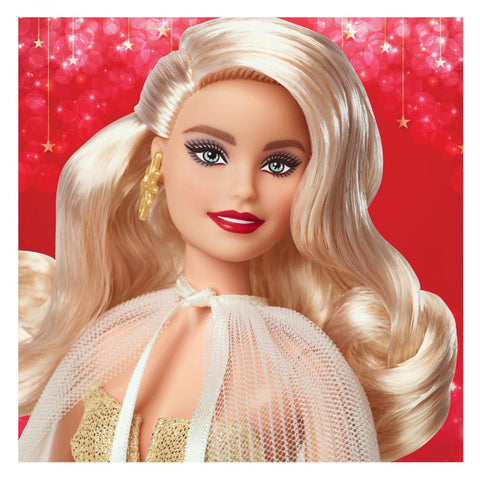 Barbie Signature 2023 Holiday Fashion Doll, Seasonal Collector, Blonde With Gold Gown
