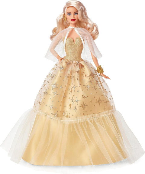 Barbie Signature 2023 Holiday Fashion Doll, Seasonal Collector, Blonde With Gold Gown