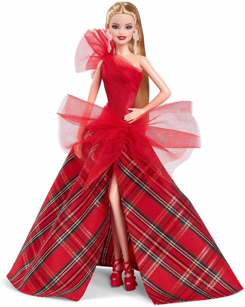 Barbie Signature 2024 Holiday Barbie Fashion Doll, Seasonal Collector Gift, Blonde With Plaid Gown