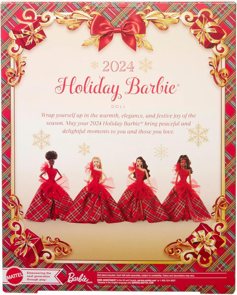 Barbie Signature 2024 Holiday Barbie Fashion Doll, Seasonal Collector Gift, Blonde With Plaid Gown