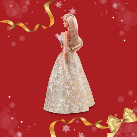 Barbie Signature 2025 Holiday Fashion Doll, Seasonal Collector, Blonde With Silver & Gold Gown