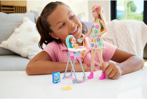 Barbie Skipper Babysitter Playset, Includes Doll, Baby, And Mealtime Accessories, 10 Piece Set