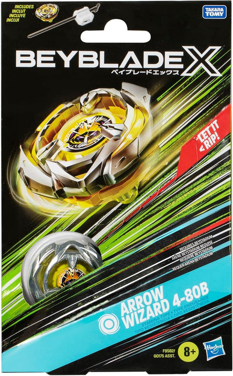 Beyblade X Arrow Wizard 4-80B Starter Pack Set with Stamina Type Top & Launcher