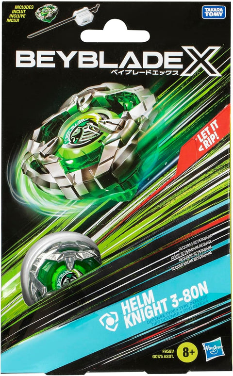 Beyblade X Helm Knight 3-80N Starter Pack Set with Defense Type Top & Launcher