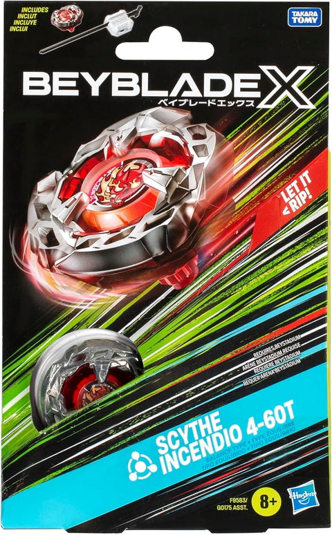 Beyblade X Scythe Incendio 4-60T Starter Pack Set with Balance Type Top & Launcher