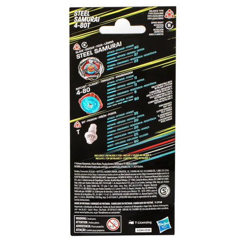 Beyblade X Steel Samurai 4-80T Booster Pack Set with Balance Type top