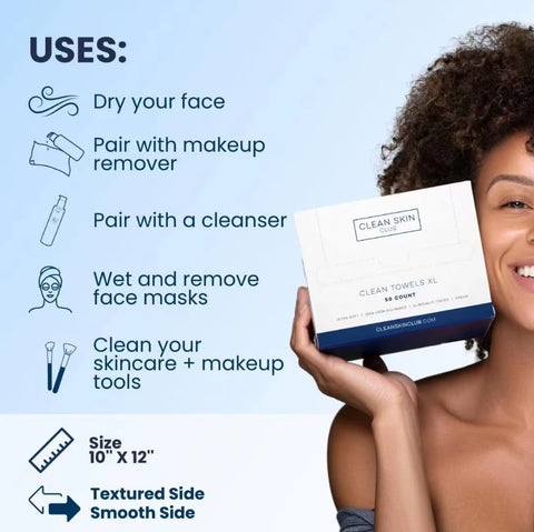 Clean Skin Club Facial Towels 50 Pieces