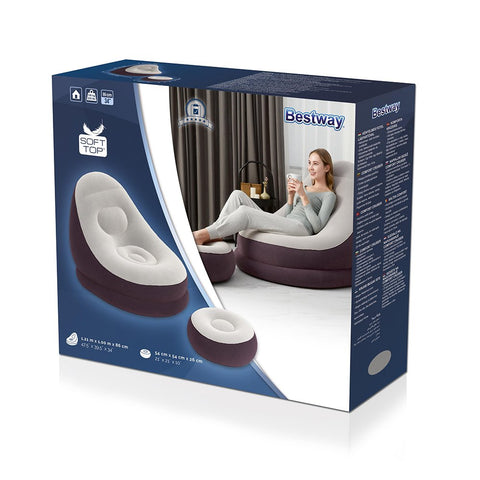 Bestway Comfort Cruiser Inflatable Chair With Footrest 121x100x86cm