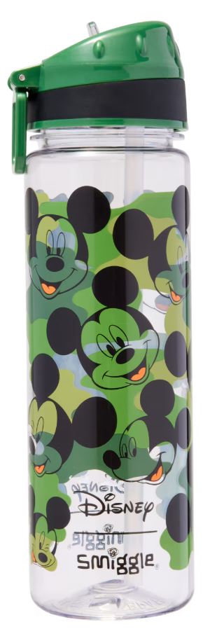 Smiggle Green Mickey Mouse Drink Up Plastic Drink Bottle 650ml