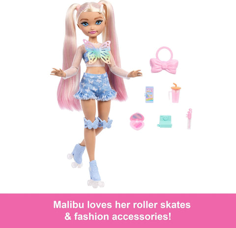 Dream Besties Barbie “Malibu” Roller Skating Fashion Doll With 9 Makeup Themed Accessories JFX96