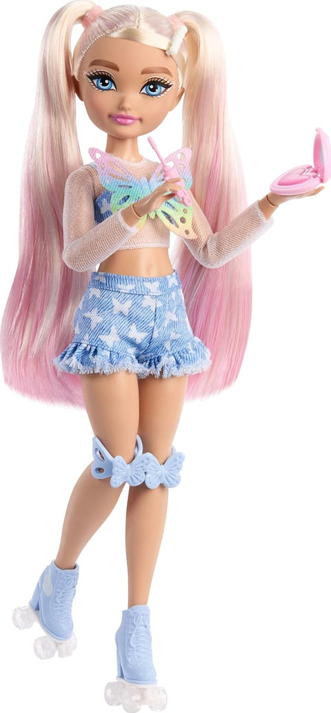 Dream Besties Barbie “Malibu” Roller Skating Fashion Doll With 9 Makeup Themed Accessories JFX96