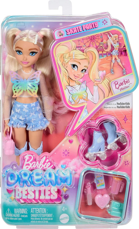 Dream Besties Barbie “Malibu” Roller Skating Fashion Doll With 9 Makeup Themed Accessories JFX96