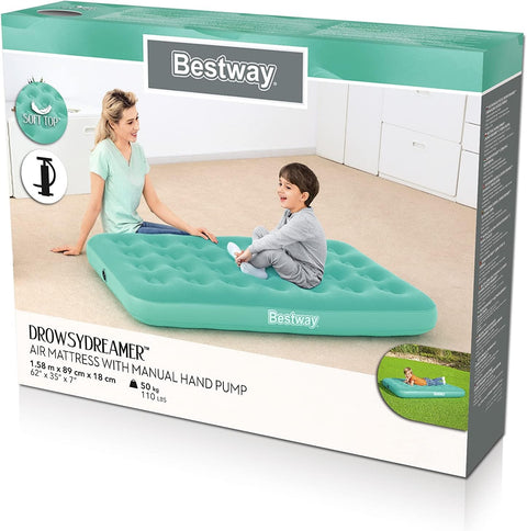 Bestway DrowsyDreamer Airbed With Manual Hand Pump 158x89x18cm