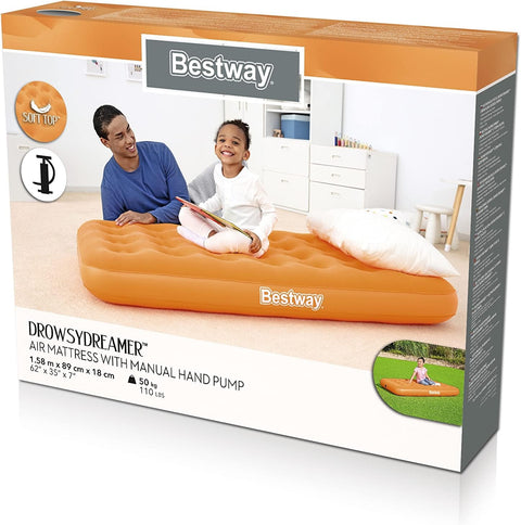 Bestway DrowsyDreamer Airbed With Manual Hand Pump 158x89x18cm
