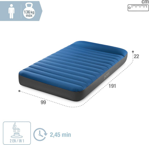 Intex Twin Dura-Beam TruAire Airbed With QuickFill USB Pump 191x99x22cm
