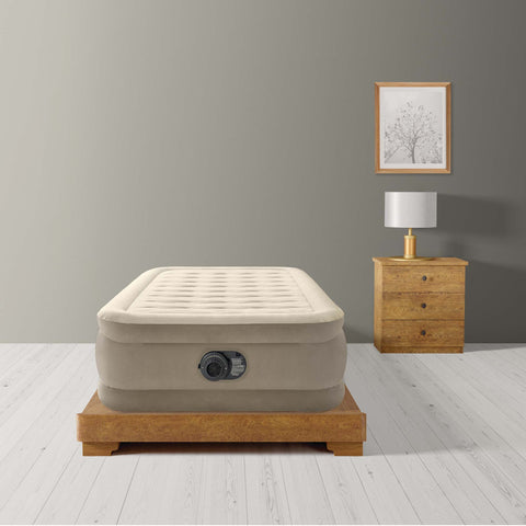 Intex Dura-Beam Twin Ultra Plush Air Mattress With Built-In Pump 191x99x46cm