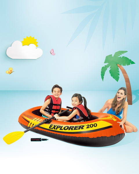 Intex Explorer 200 Set, 2-Person Inflatable Boat, 185x94x41cm