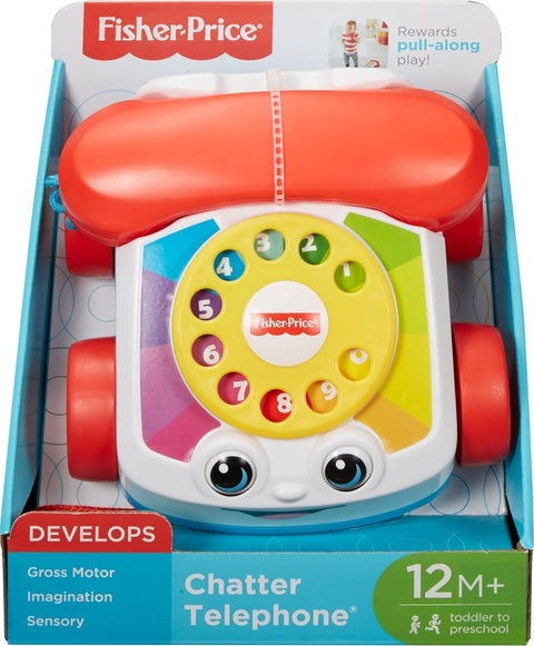 Fisher-Price Chatter Telephone Baby And Toddler Pull Toy Phone With Rotary Dial