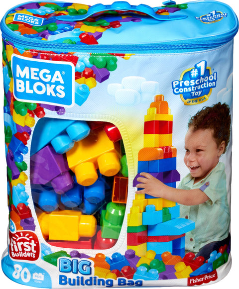 Mega Bloks First Big Building Bag Classic Blue, 80 Pieces