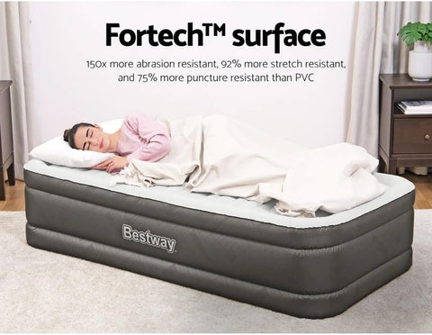 Bestway Fortech Twin Airbed With Built-in AC Pump 191x97x46cm