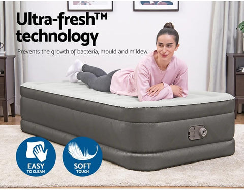 Bestway Fortech Twin Airbed With Built-in AC Pump 191x97x46cm