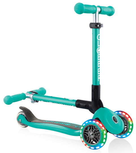 Globber Junior Foldable Lights 3-Wheel Light Up Scooter Emerald Green 2-6 Years