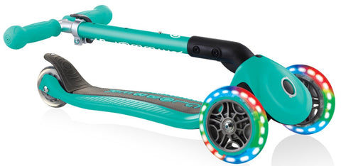 Globber Junior Foldable Lights 3-Wheel Light Up Scooter Emerald Green 2-6 Years