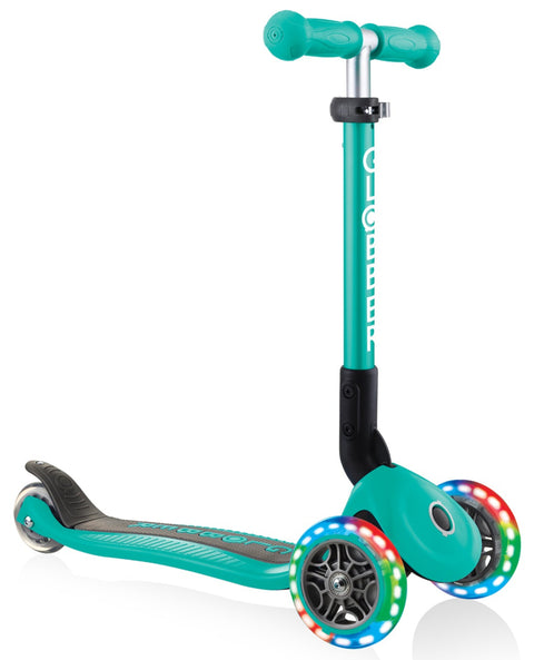 Globber Junior Foldable Lights 3-Wheel Light Up Scooter Emerald Green 2-6 Years