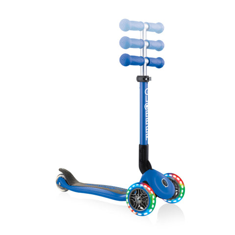 Globber Junior Foldable Lights 3-Wheel Light Up Scooter Navy Blue 2-6 Years