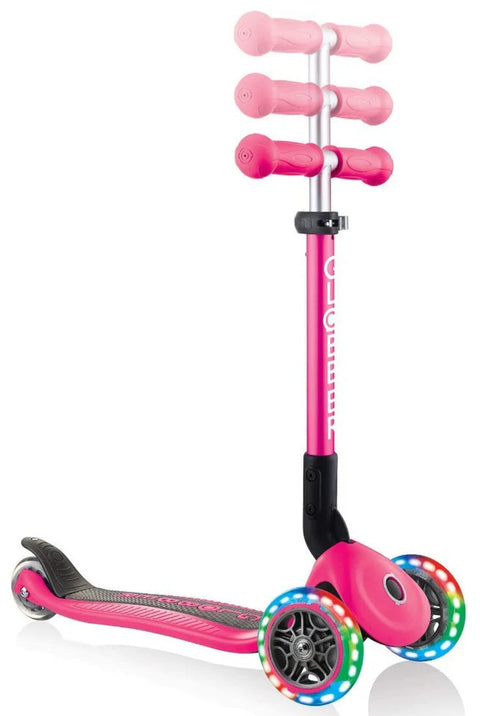 Globber Junior Foldable Lights 3-Wheel Light Up Scooter Neon Pink 2-6 Years