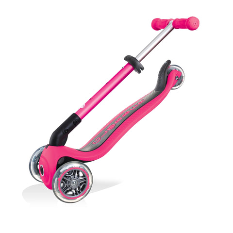 Globber Junior Foldable Lights 3-Wheel Light Up Scooter Neon Pink 2-6 Years