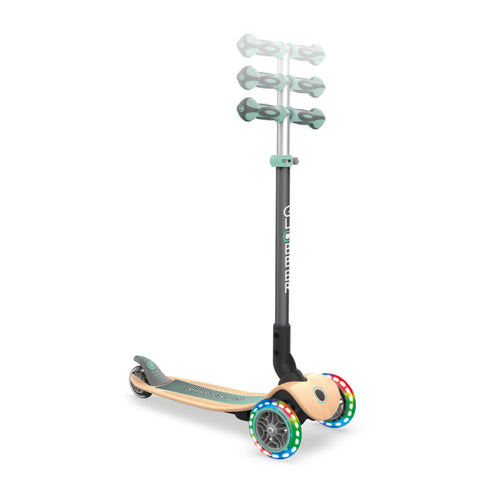 Globber Primo Foldable Wood Lights Scooter Mint 3-7 Years