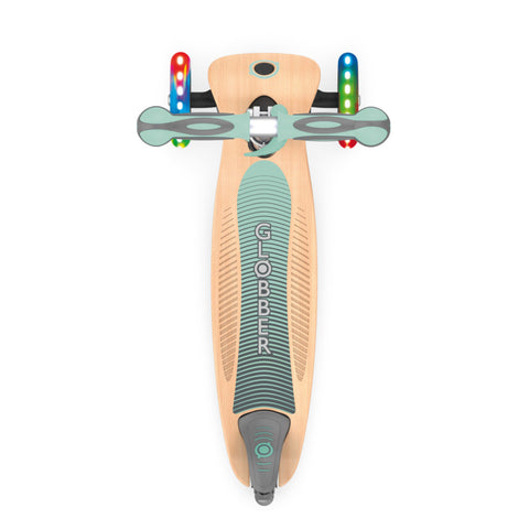Globber Primo Foldable Wood Lights Scooter Mint 3-7 Years