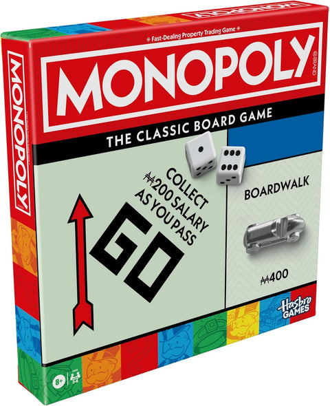 Monopoly Board Game, Classic Game with Storage Tray and Larger Tokens