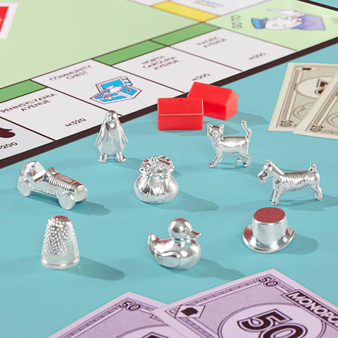 Monopoly Board Game, Classic Game with Storage Tray and Larger Tokens
