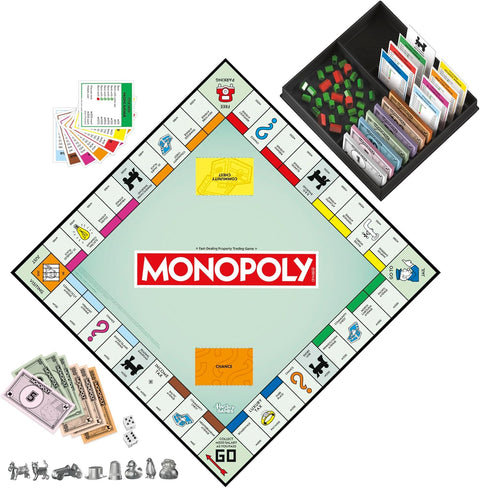 Monopoly Board Game, Classic Game with Storage Tray and Larger Tokens