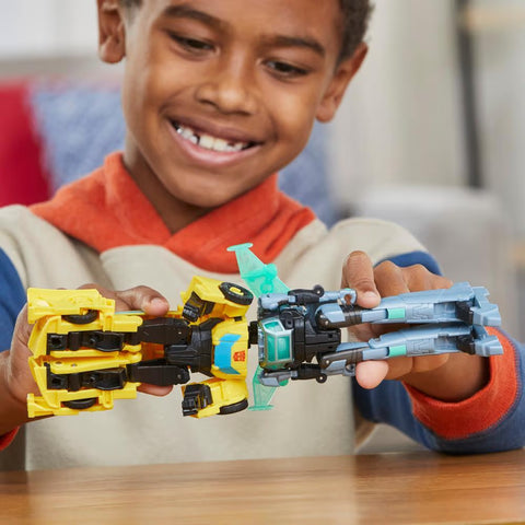 Hasbro Transformers EarthSpark Cyber-Combiner Bumblebee and Mo Malto Action Figures