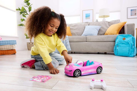Hot Wheels Barbie Convertible, Battery-Powered RC Car, Fits 2 Barbie Dolls