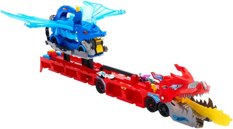 Hot Wheels City Hot Wheels Ultimate Dual Dragon Transporter & 2 1:64 Scale Cars
